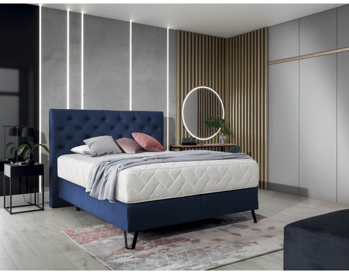 Čalúnená manželská posteľ Canara 180 - tmavomodrá