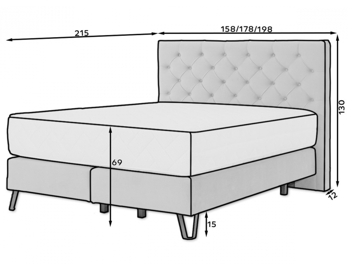 Čalúnená manželská posteľ Canara 180 - tmavomodrá
