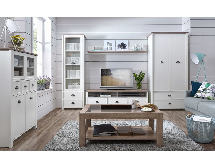 Obývacia izba Cannet- biela / dub canyon monument / biela matná