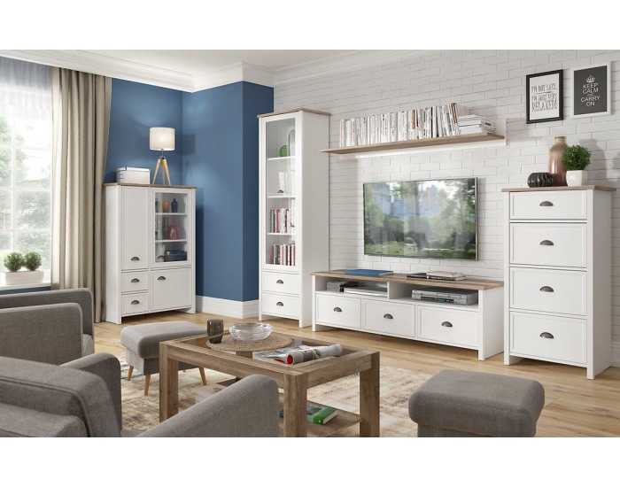 Obývacia izba Cannet- biela / dub canyon monument / biela matná