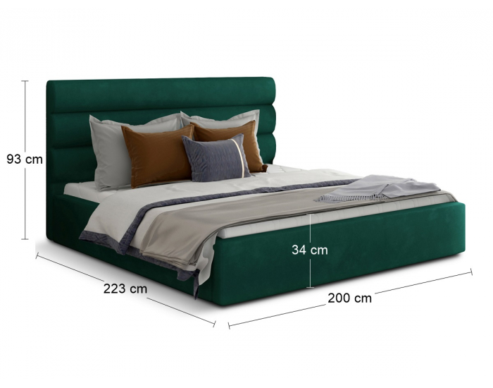 Čalúnená manželská posteľ s roštom Casos 180 - tmavozelená
