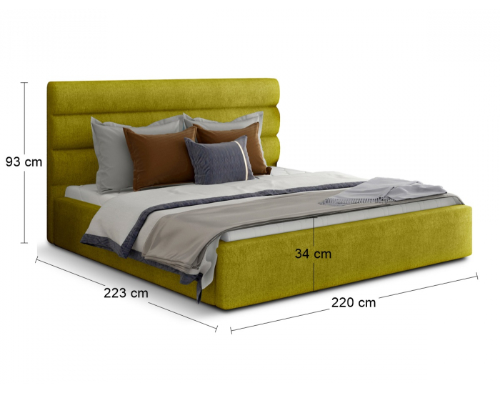 Čalúnená manželská posteľ s roštom Casos UP 200 - žltá