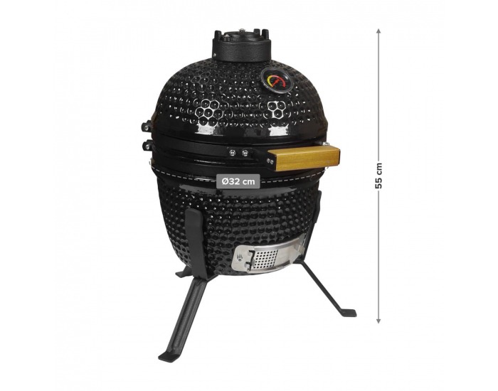 Keramický gril na drevené uhlie CER CL-13T - čierna