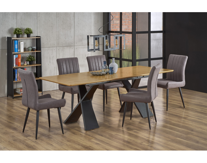 Rozkladací jedálenský stôl Chandler - dub prírodný / čierna