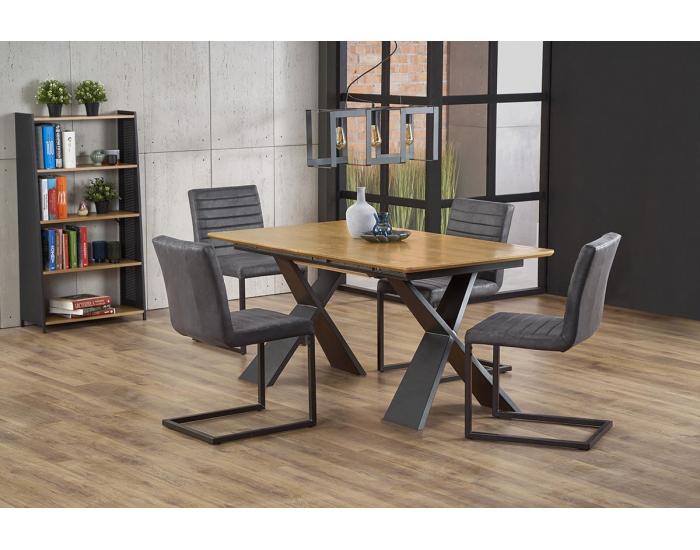 Rozkladací jedálenský stôl Chandler - dub prírodný / čierna