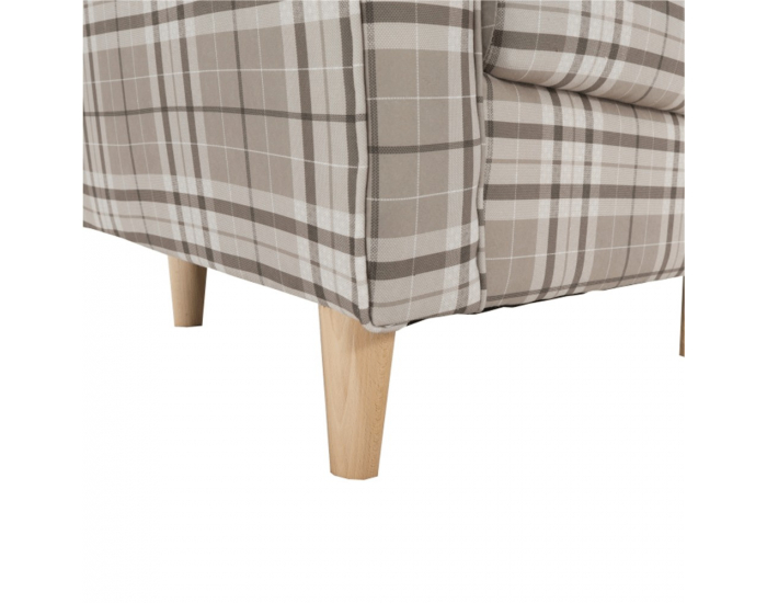 Kreslo (ušiak) Charlot - buk / hnedá károvaná