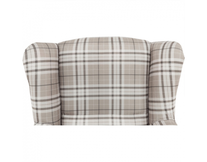 Kreslo (ušiak) Charlot - buk / hnedá károvaná