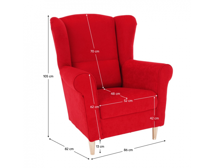 Kreslo (ušiak) Charlot - červená