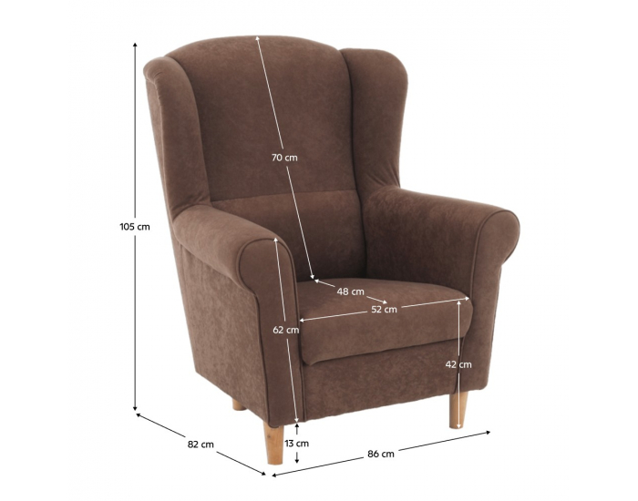 Kreslo (ušiak) Charlot - hnedá