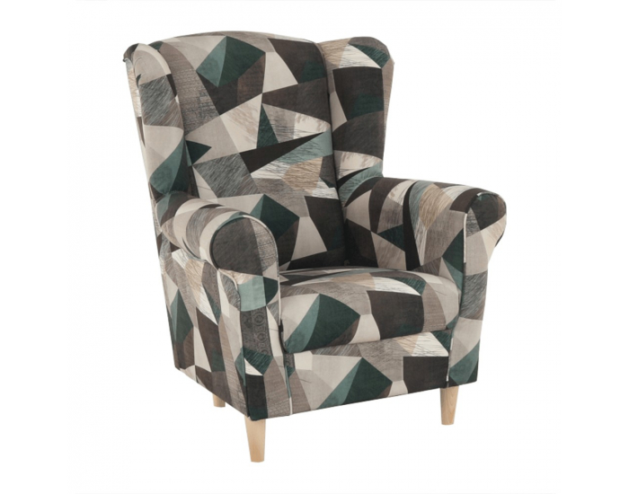 Kreslo (ušiak) Charlot - hnedozelený vzor