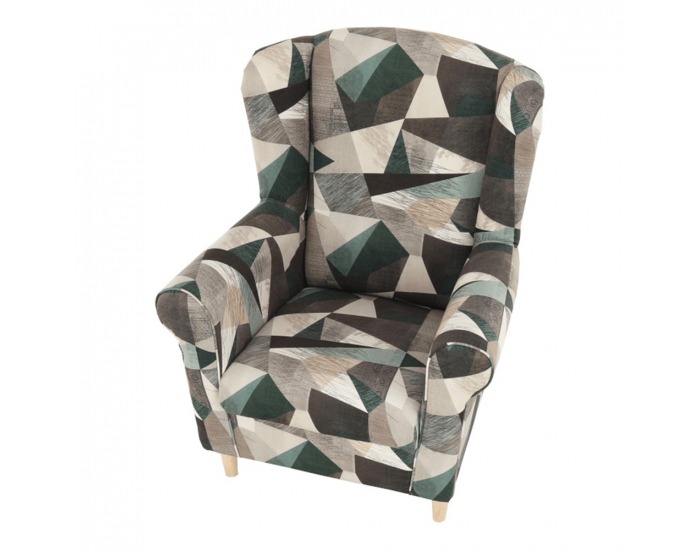 Kreslo (ušiak) Charlot - hnedozelený vzor