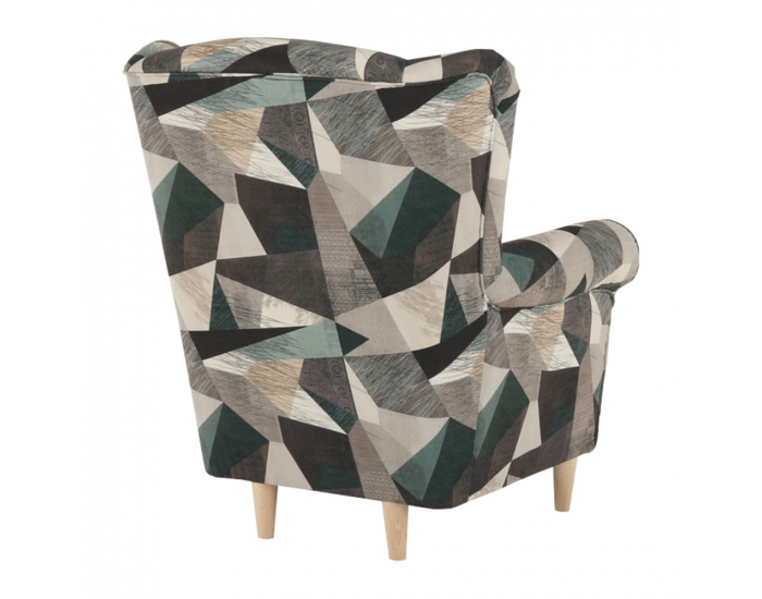 Kreslo (ušiak) Charlot - hnedozelený vzor