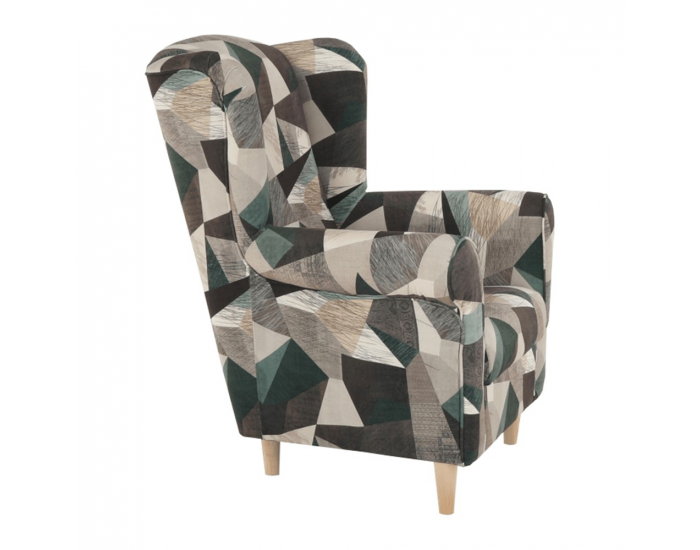 Kreslo (ušiak) Charlot - hnedozelený vzor