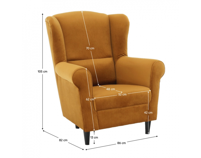 Kreslo (ušiak) Charlot - horčicová