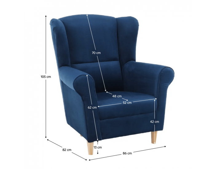 Kreslo (ušiak) Charlot - modrá