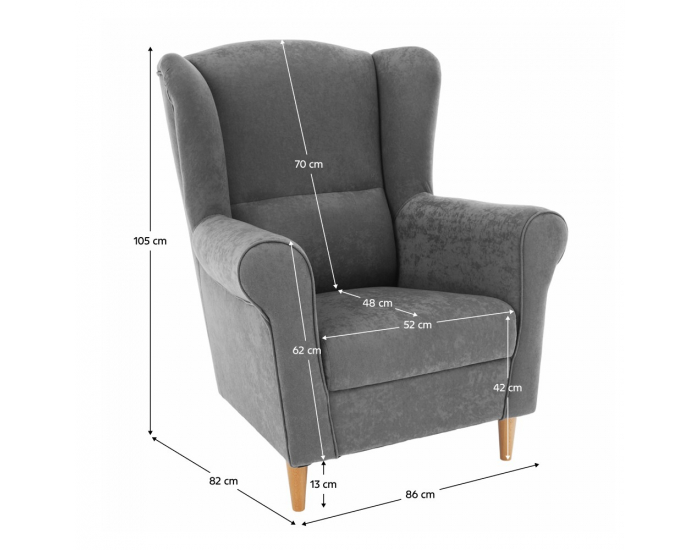 Kreslo (ušiak) Charlot - sivá