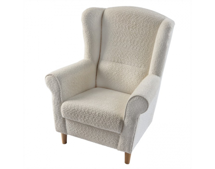 Kreslo (ušiak) Charlot - smotanová látka Coral