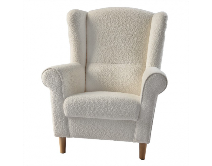 Kreslo (ušiak) Charlot - smotanová látka Coral