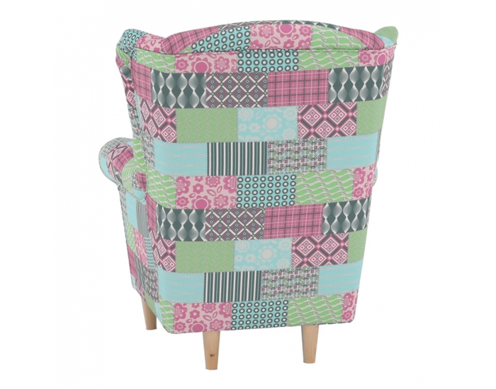 Kreslo (ušiak) Charlot - vzor patchwork M1