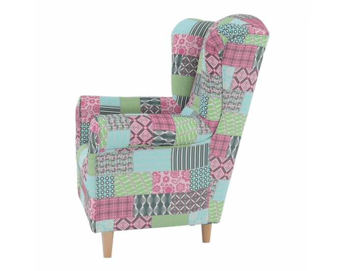 Kreslo (ušiak) Charlot - vzor patchwork M1