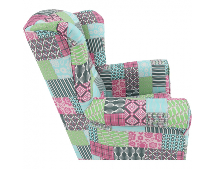 Kreslo (ušiak) Charlot - vzor patchwork M1