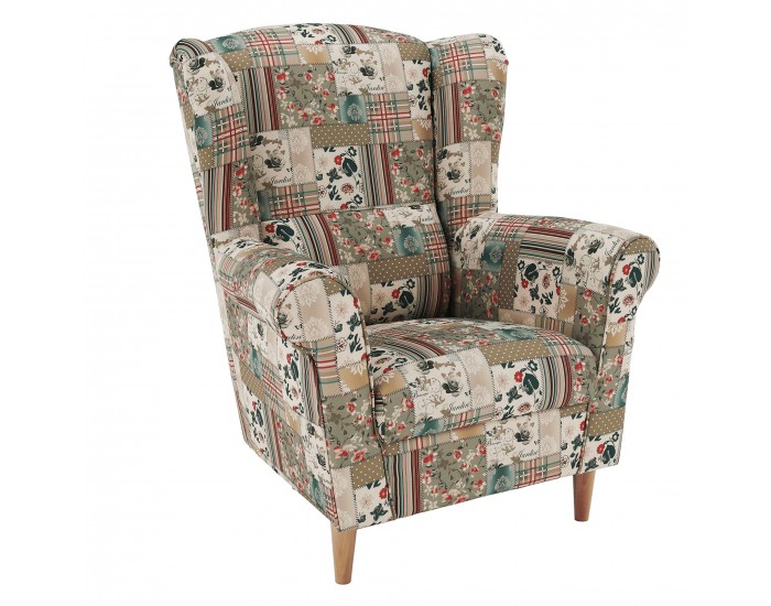 Kreslo (ušiak) Charlot - vzor patchwork Viorica 1