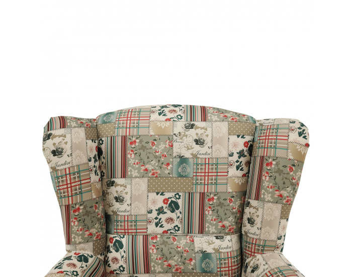 Kreslo (ušiak) Charlot - vzor patchwork Viorica 1