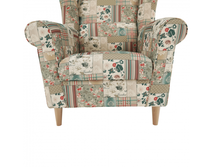 Kreslo (ušiak) Charlot - vzor patchwork Viorica 1