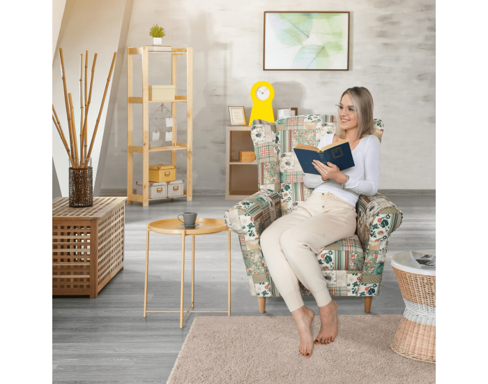 Kreslo (ušiak) Charlot - vzor patchwork Viorica 1