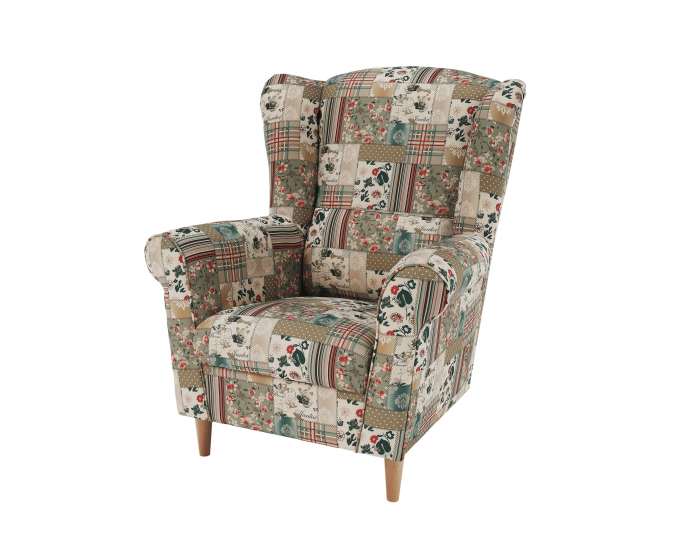 Kreslo (ušiak) Charlot - vzor patchwork Viorica 1