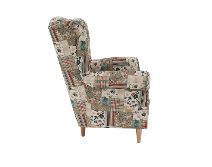 Kreslo (ušiak) Charlot - vzor patchwork Viorica 1