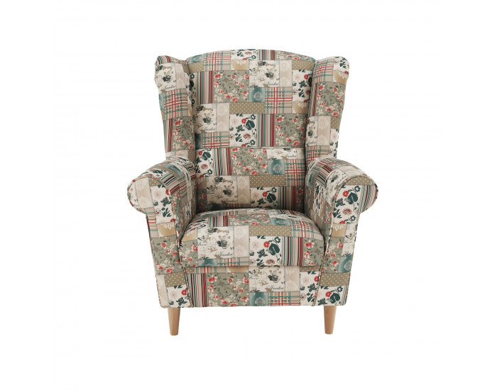 Kreslo (ušiak) Charlot - vzor patchwork Viorica 1