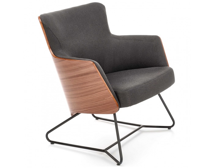 Dizajnové kreslo Chillout - tmavosivá / orech americký / čierna