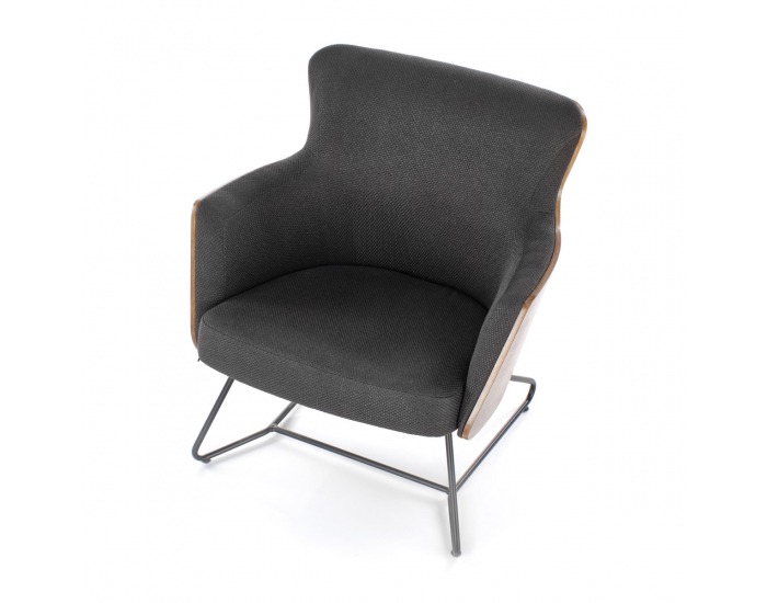 Dizajnové kreslo Chillout - tmavosivá / orech americký / čierna