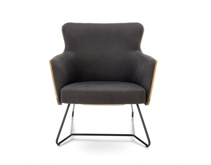 Dizajnové kreslo Chillout - tmavosivá / orech americký / čierna