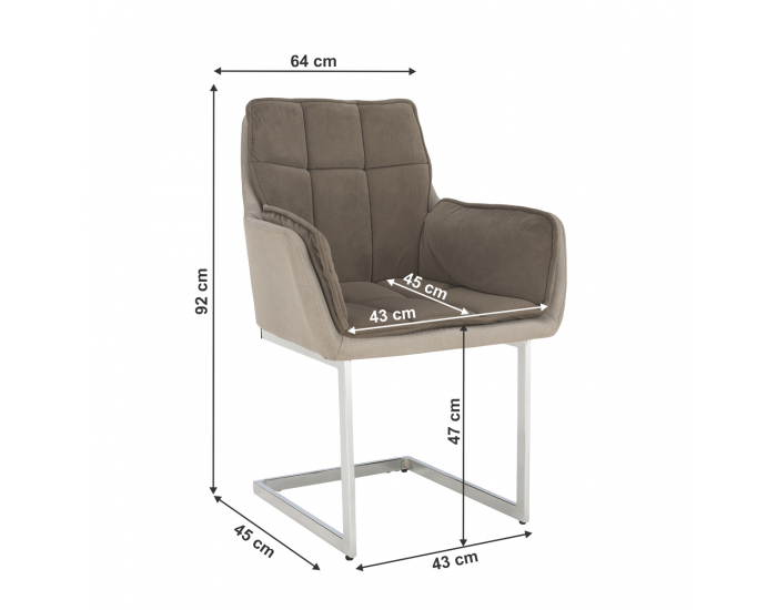 Jedálenské kreslo Chimena - sivohnedá (taupe) / hnedá (Velvet)