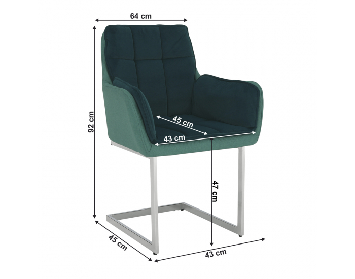 Jedálenské kreslo Chimena - smaragdová (Velvet) / smaragdová