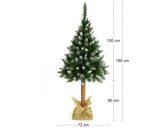 Vianočný stromček na pni Christee 5 160 cm - zelená / biela