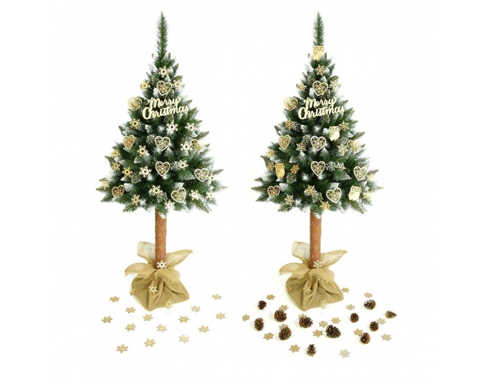 Vianočný stromček na pni Christee 5 160 cm - zelená / biela