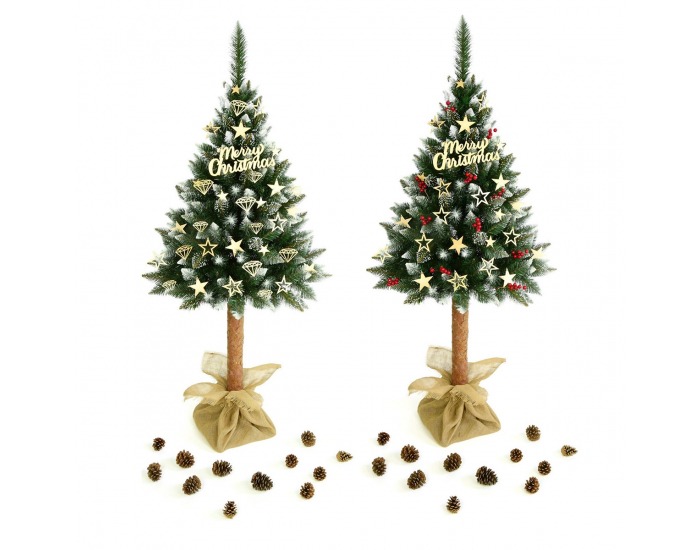 Vianočný stromček na pni Christee 5 160 cm - zelená / biela