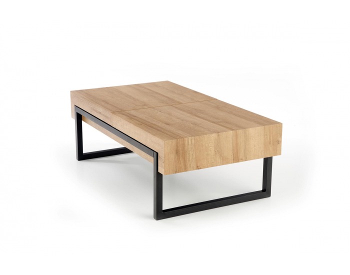 Konferenčný stolík s úložným priestorom Clara - dub zlatý / čierna