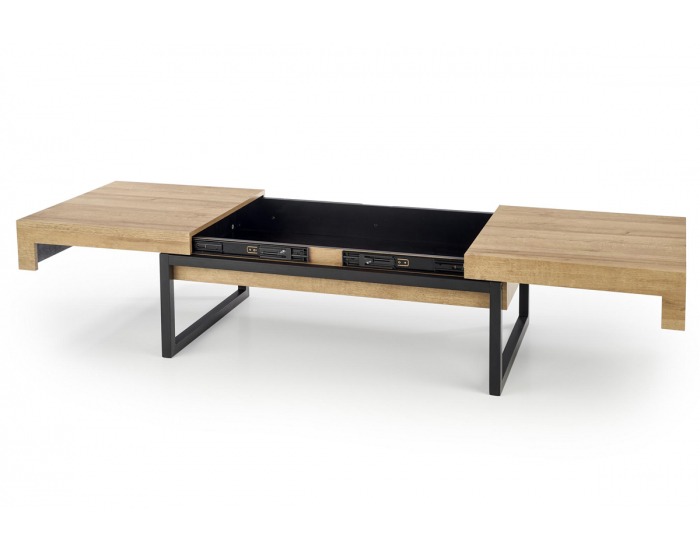 Konferenčný stolík s úložným priestorom Clara - dub zlatý / čierna