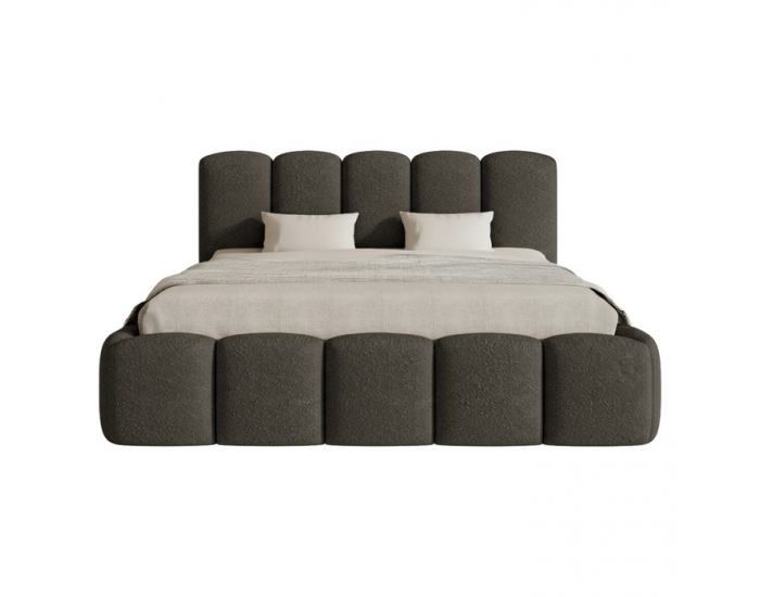 Čalúnená manželská posteľ s kovovým roštom Claudia 140x200 cm - hnedá