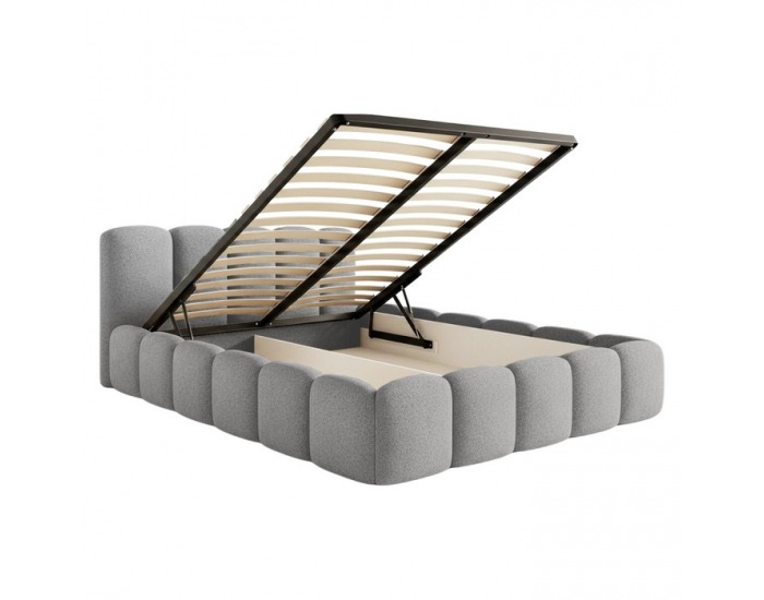 Čalúnená manželská posteľ s kovovým roštom Claudia 160x200 cm - sivá