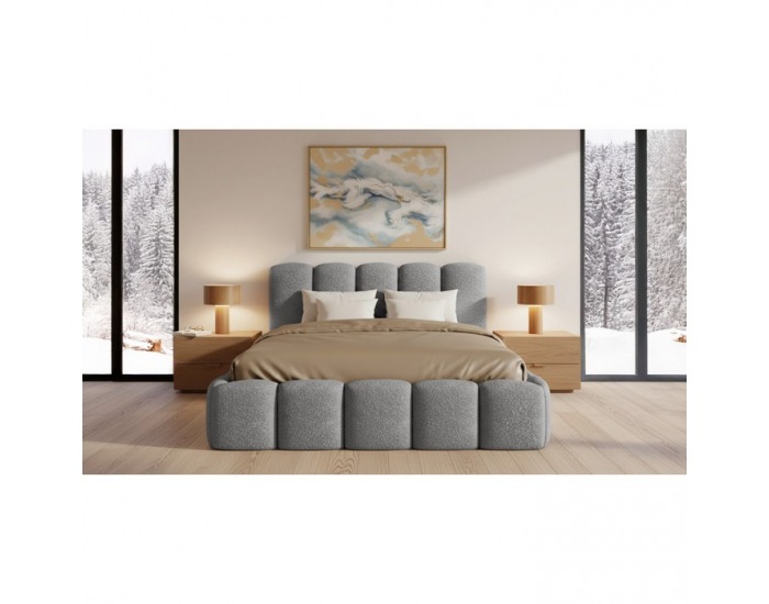 Čalúnená manželská posteľ s kovovým roštom Claudia 180x200 cm - sivá