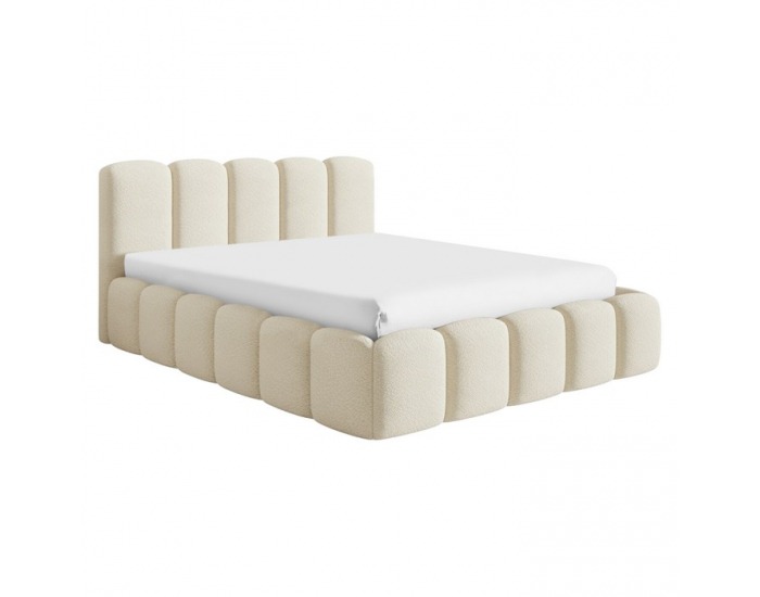 Čalúnená manželská posteľ s kovovým roštom Claudia 180x200 cm - smotanová