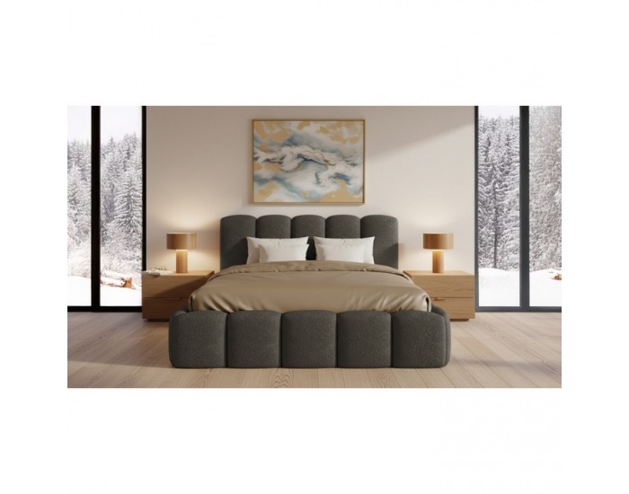 Čalúnená manželská posteľ s kovovým roštom Claudia 200x200 cm - hnedá