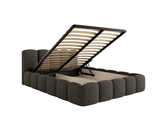 Čalúnená manželská posteľ s kovovým roštom Claudia 200x200 cm - hnedá