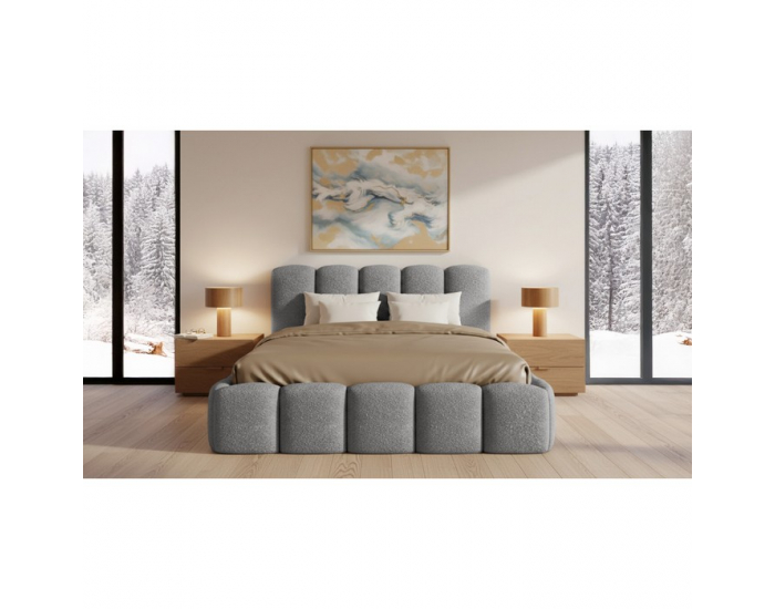 Čalúnená manželská posteľ s kovovým roštom Claudia 200x200 cm - sivá