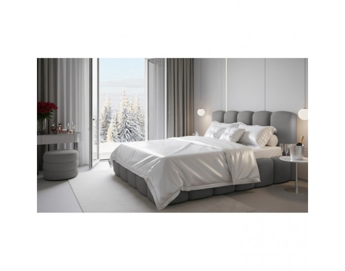Čalúnená manželská posteľ s kovovým roštom Claudia 200x200 cm - sivá